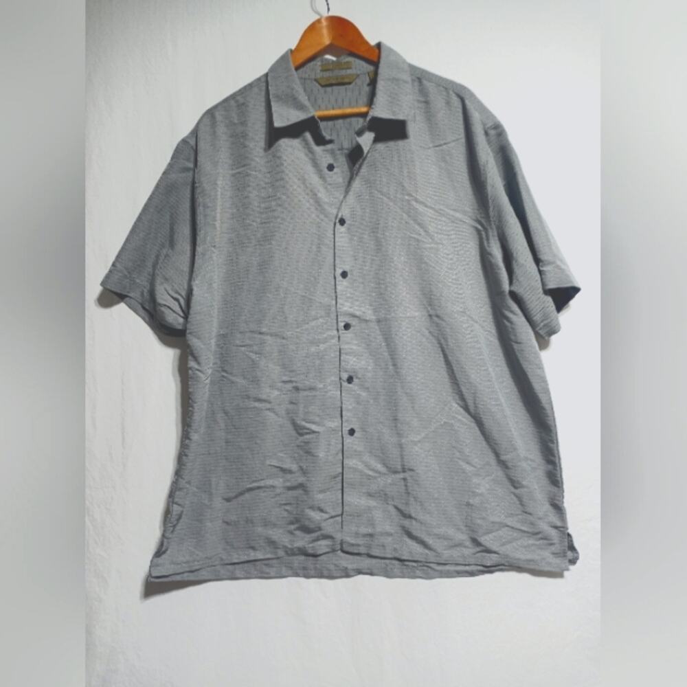 A(x)ist Men's Button Down Short Sleeve Shirt Gray And Blue Size XXL